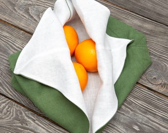 Bolsa Bento de Lino Verde Bosque - Bolsa Origami de Doble Capa - Almacenamiento de Alimentos Cero Residuos - Bolsa de Pan a Cuadros Hecha a Mano - Papel de Regalo Japonés Reutilizable