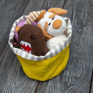 Linen Storage Basket – Toy Bin cloth - Easter Egg Basket - Cosmetic Organizer - Hair Roller Holder - Organic bun bag double-Layer