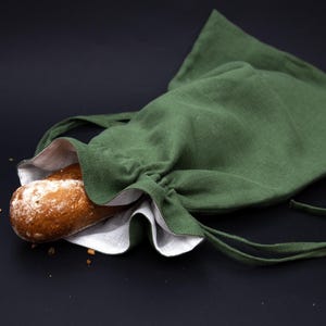 Brotbeutel gefüttert aus Leinen - Brotbeutel in Grün - Leinenbeutel in Grün - Weitere Farben erhältlich