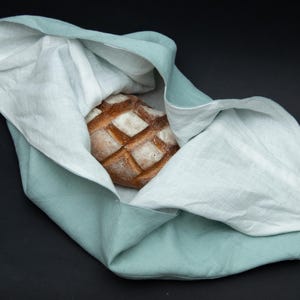 Bento Beutel aus Leinen doppellagig - Origami Tasche MInt - Zero Waste Lebensmittel Aufbewahrung - Handgemachter Brotbeutel - Japanischer Stil Wiederverwendbare Geschenkverpackung