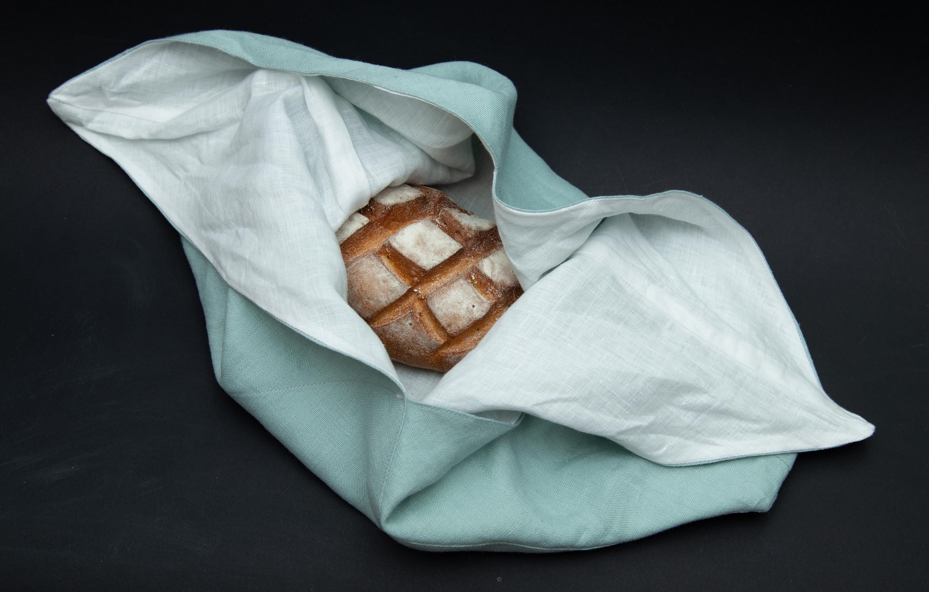 リネンの弁当袋 二層式 - 折り紙バッグミント - 無駄ゼロの食品保存