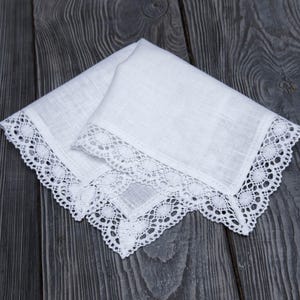 Servilletas de lino blanco con encaje (4-8-8-10-12) - Decoración de mesa estilo cabaña victoriana