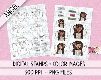 Digi Stamp & Art Journal Printables → Mixed Media Girl → Angel → Face Stamp