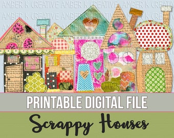 Scrappy Houses Art Journal-afdrukbare items