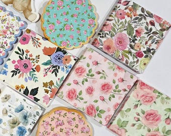 Floral Paper Napkins for Collage | Set of 15