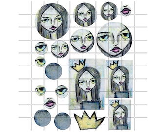 Art Journal Printables Mixed Media Girl Violet | Etsy