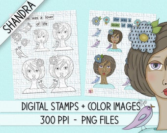 Digi Stamp & Art Journal Printables → Mixed Media Girl → Shandra → Face Stamp