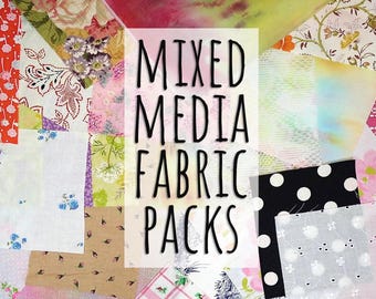 Mixed Media Fabric Pack | Vintage Floral & Hand-Dyed Fabric Bundle for Junk Journals