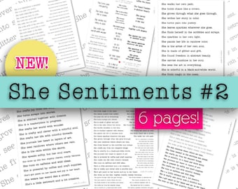 Afdrukbare zinnen in Art Journal: She Sentiments Paper Crafts (pdf-patroon)