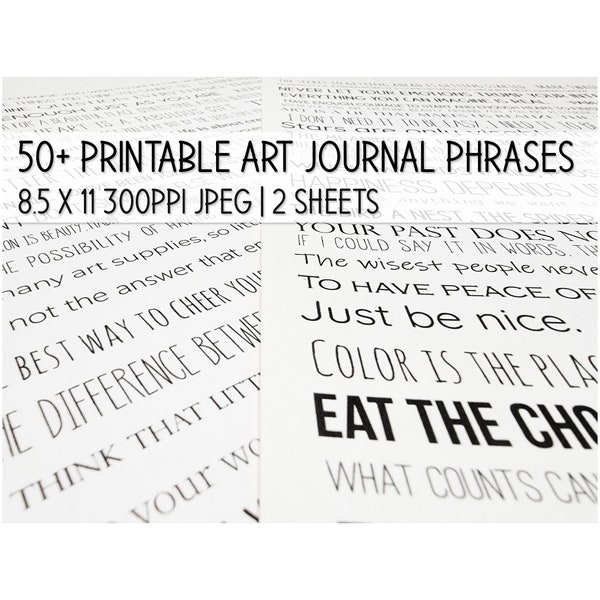 Printable Art Journal Phrases | Digital Stamps Sentiments