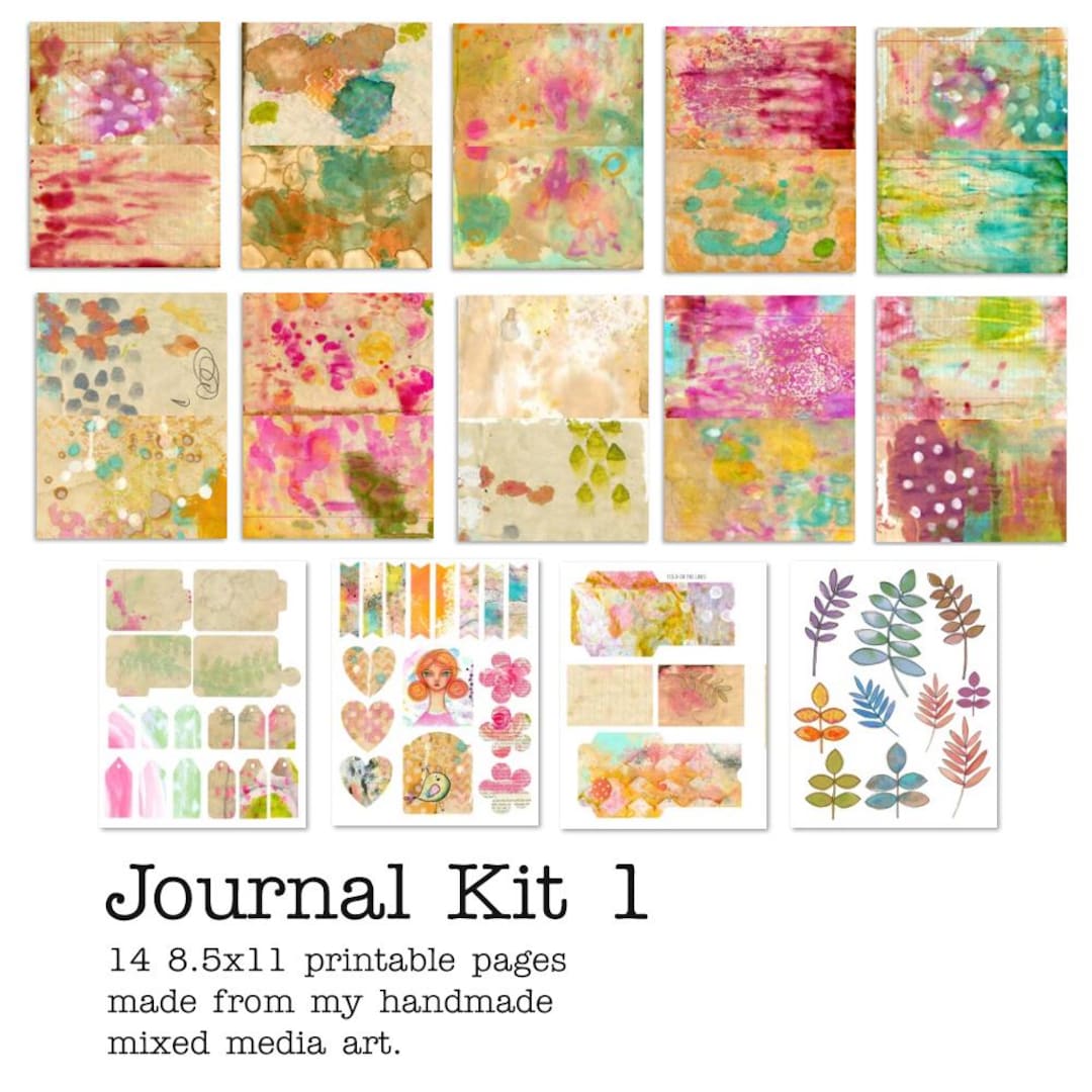 Printable Journal Kit - Art Journal Printable - Junk Journal Art Papers - Etsy