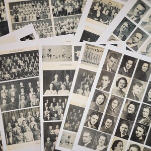 Op de afbeelding: Zwart-witfoto's van studenten van verschillende schoolclubs, waaronder de Camera Club, Cheerleaders, Senior Girls en Juniors. De foto's zijn in collagevorm op een witte achtergrond gerangschikt.