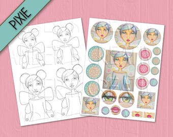 Art Journal Printables Mixed Media Girl Violet | Etsy