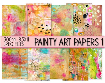 Printable Painty Art Papers - Art Journal Printable - Junk Journal | Mixed Media