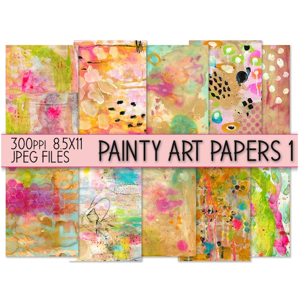 Printable Painty Art Papers - Art Journal Printable - Junk Journal | Mixed Media