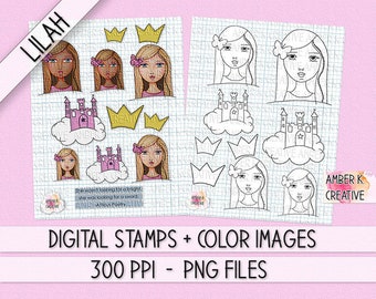 Digi Stamp & Art Journal Printables → Mixed Media Girl → Lilah Face Stamp