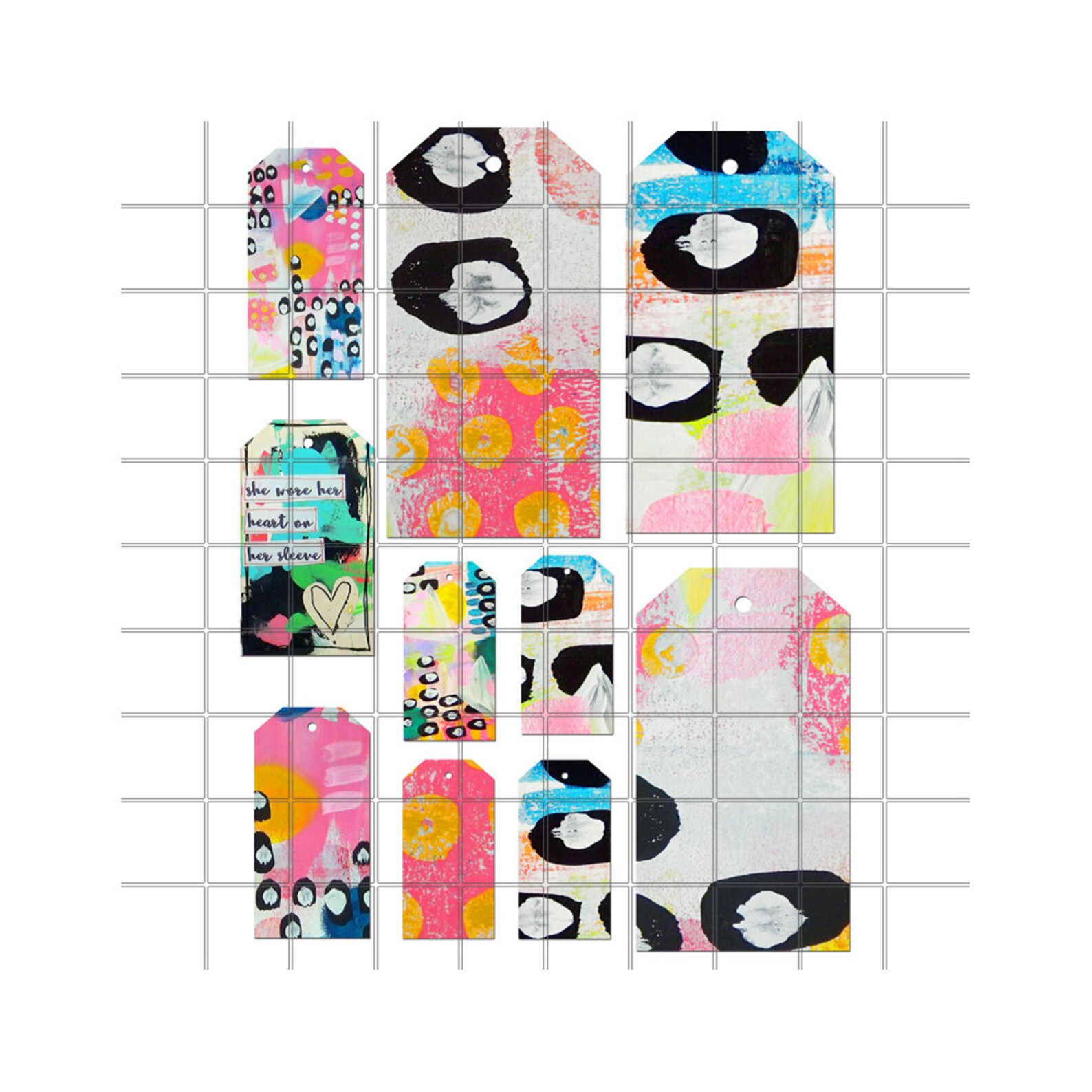 Printable Art Journal Tags Mixed Media Abstract Etsy