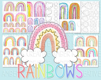 Hand Painted Rainbows Art Journal Printables - Images Clip-Art Boho