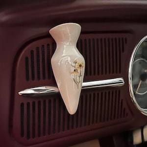 Handmade Ceramic VW Beetle Vase | Retro Floral Dashboard Decor