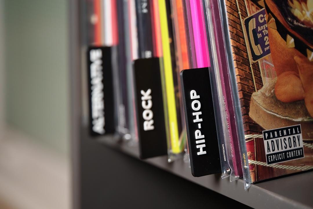 Divisores de discos de vinilo personalizados según género