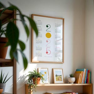 Modern 2025 Wall Calendar  | Minimal Wall Decor, Wall Art, Poster, Office Product
