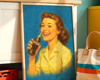 Retro Coca-Cola Print: 1950s Style Pop Art Kitchen Decor