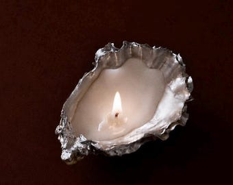 Oyster Shell Candle Set, Coastal Wedding Decor, Beach Centerpiece Candles, Seashell Table Decor, Unique Coastal Gift