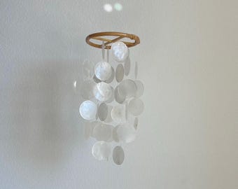 Handmade Capiz Shell Wind Chime: Coastal Beach House Decor