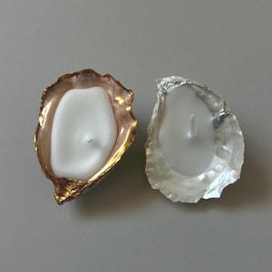 Coastal Christmas Oyster Shell Candles • Beach Holiday Decor • Handmade Seashell Gift Set