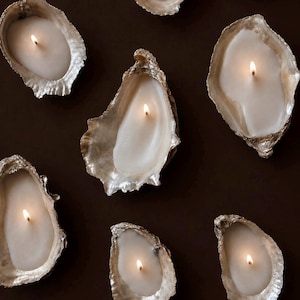 Oyster Shell Candle Set, Coastal Wedding Decor, Beach Centerpiece Candles, Seashell Table Decor, Unique Coastal Gift