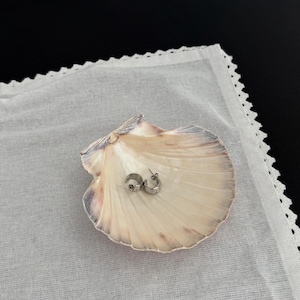 Handmade Seashell Jewelry Dish • Scallop Shell Trinket Tray • Coastal Christmas Gift • Holiday Ring Dish • Unique Shell Art