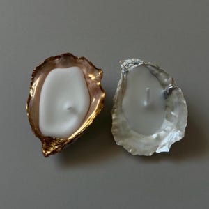 Oyster Shell Candle: Coastal Decor, Unscented Candle with Trinket Tray
