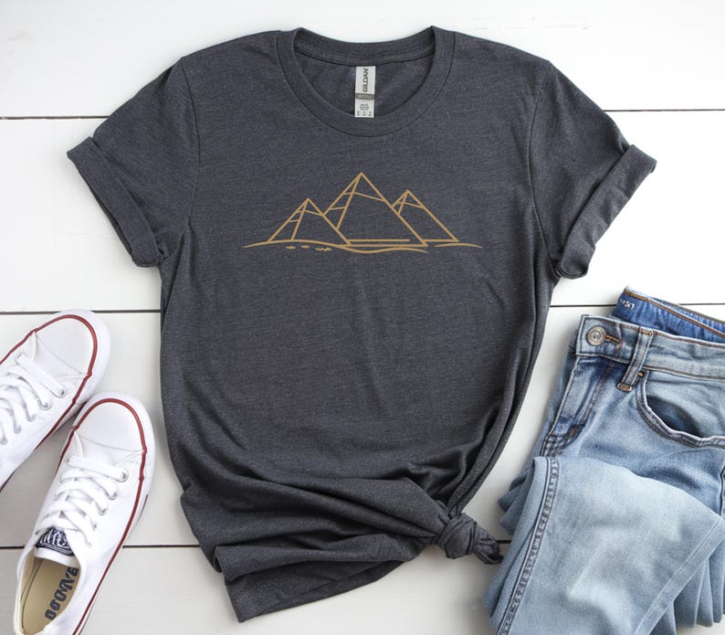 Egypt Pyramids T-shirt, Simple Line Art Tee, Travel Shirt, Adventure ...