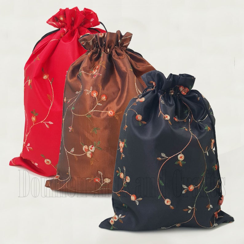 12 Bags Embroidered Floral Drawstring Bags Travel Bags Etsy