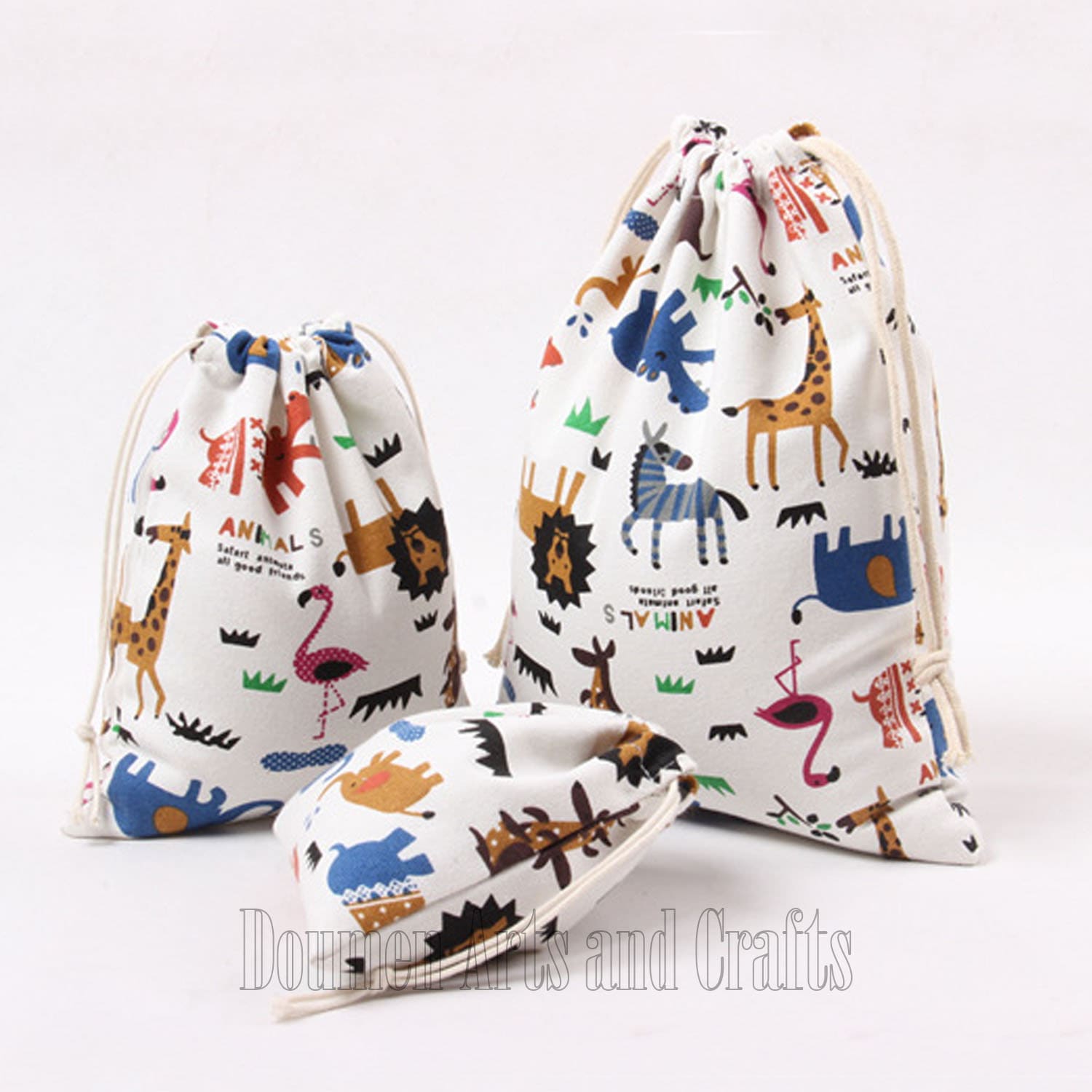 Set of 12 Bags Zoo Animals Drawstring Bags Travel Bags Etsy