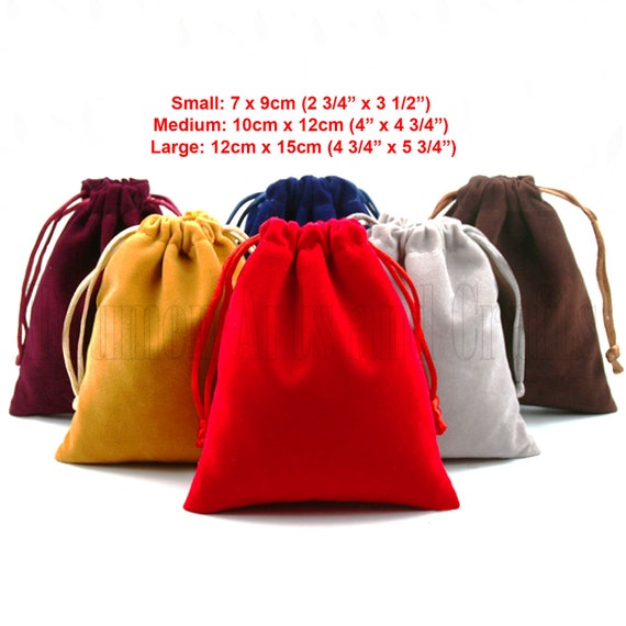 large red velvet drawstring bag