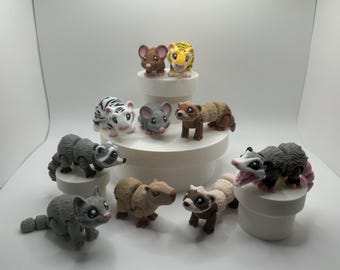 Realistic Mini Critters, 3D Printed Articulated Animals, Shelf Sitters, Detailed Figures, Fidgets
