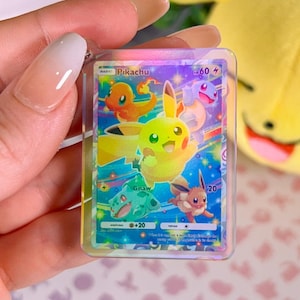 Porte-clés holographique en acrylique Pikachu Pokémon TCG Pocket Miniature Card