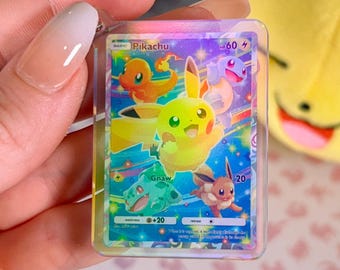 Miniature Pikachu Pokémon TCG Pocket Card Holographic Acrylic Keychain