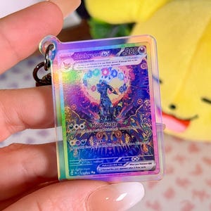 Umbreon ex 161 Prismatic Evolution Pokémon TCG Miniatura Holográfico Acrílico Cartão Chaveiro