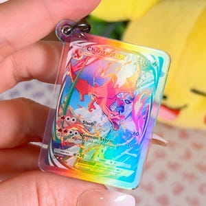 Porte-clés holographique en acrylique Charizard Pokémon TCG Pocket Miniature Card