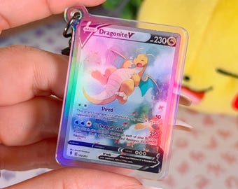 Holographic Acrylic Keychain Dragonite V 192 Evolving Skies Pokémon TCG Miniature Card