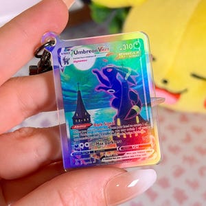 Portachiavi in carta acrilica olografica in miniatura Umbreon VMax 215 Evolving Skies Pokémon TCG