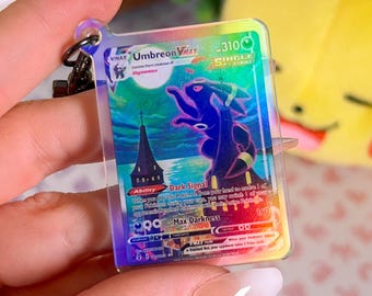 Umbreon VMax 215 Evolving Skies Pokémon TCG Miniature Holographic Acrylic Card Keychain