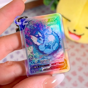 Porte-clés acrylique holographique carte Aquali SWSH182 Promo Pokémon TCG Miniature