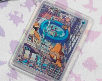 Squirtle 148 Stellar Crown Pokémon TCG Card Holographic Acrylic Miniature Keychain