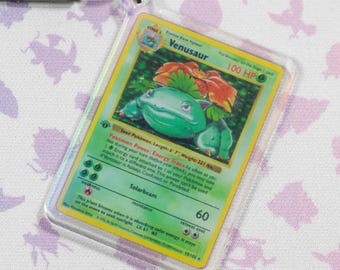 Venusaur 15/102 1st Edition Pokémon TCG Card Holographic Acrylic Miniature Keychain