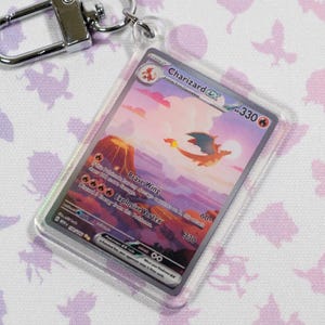 Charizard ex 199/165 SAR Pokémon 151 MEW Illustration spéciale Rare TCG Carte miniature Acrylique Porte-clés holographique