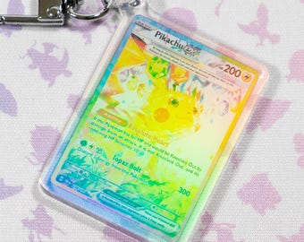 Pikachu card holographic acrylic miniature keychain ex 238 Surging Sparks Pokémon TCG