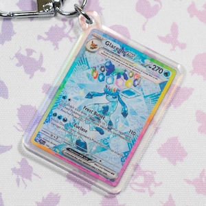 Porte-clés miniature en acrylique holographique Pokémon TCG Glaceon ex 150 Prismatic Evolution